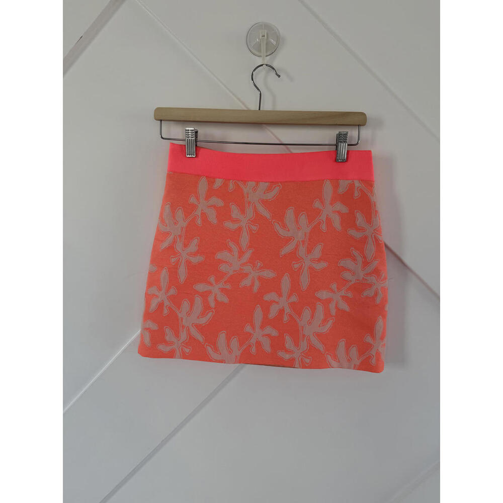 Lilly of New York Coral Pink Floral Embroidered Mini Skirt Size 0